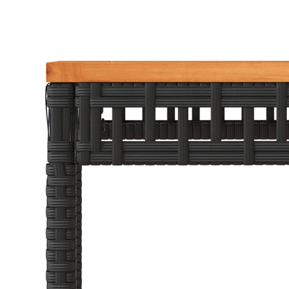 Tavolo da Giardino Nero 38x38x42cm in Polyrattan e Legno Acacia - homemem39