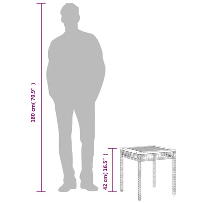 Tavolo da Giardino Nero 38x38x42cm in Polyrattan e Legno Acacia - homemem39