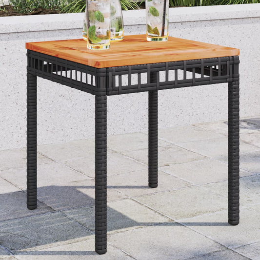 Tavolo da Giardino Nero 38x38x42cm in Polyrattan e Legno Acacia - homemem39