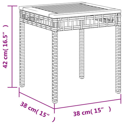 Mixed Beige Garden Table 38x38x42 cm Polyrattan Acacia Wood