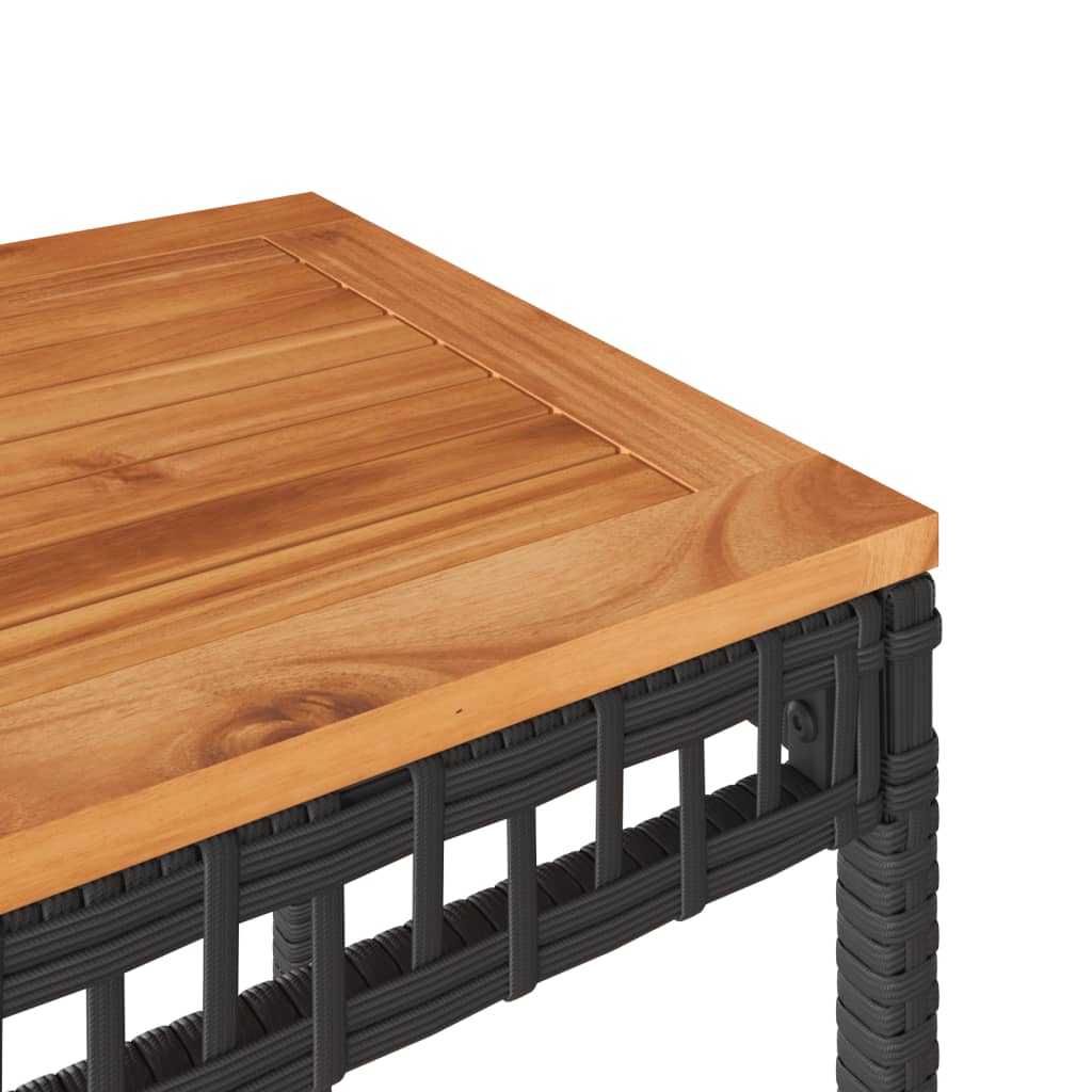 Set da Bistrot 3 pz Nero in Polyrattan e Legno Massello Acacia