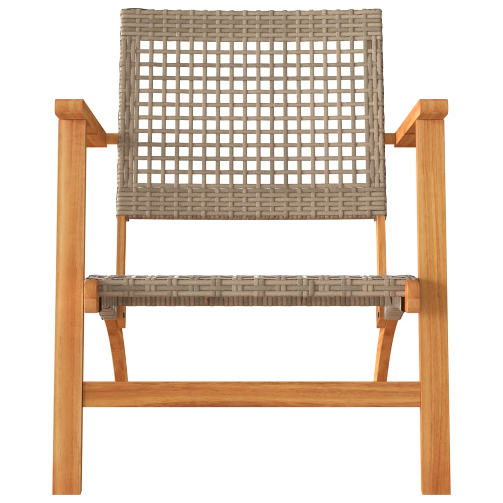 Set da Bistrot 3 pz Beige in Polyrattan e Legno Massello Acacia | homemem39