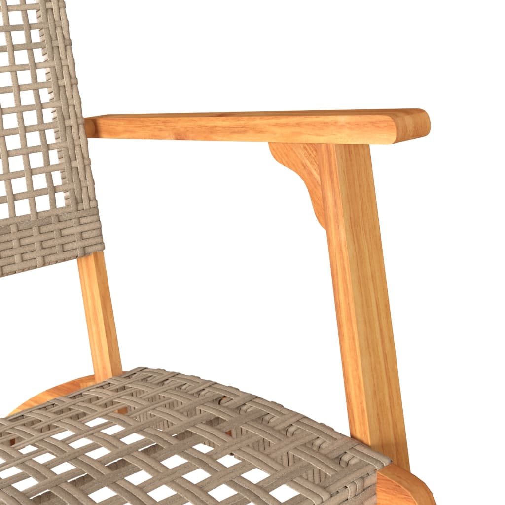 Set da Bistrot 3 pz Beige in Polyrattan e Legno Massello Acacia | homemem39