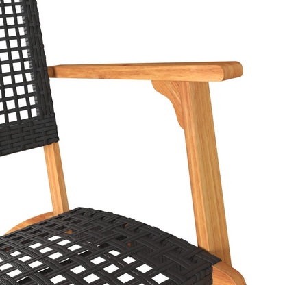 Sedie da Giardino 2pz Nere in Polyrattan e Legno di Acacia
