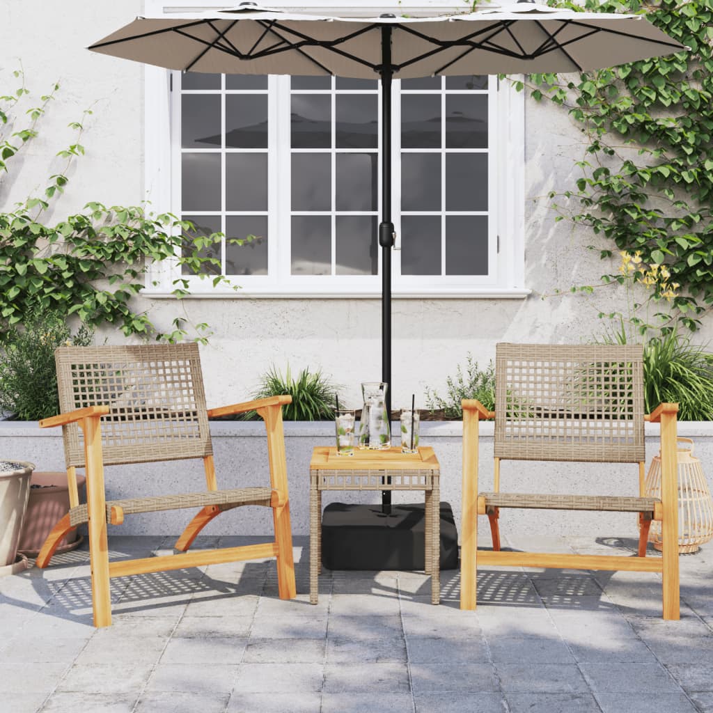 Sedie da Giardino 2pz Beige in Polyrattan e Legno di Acacia - homemem39