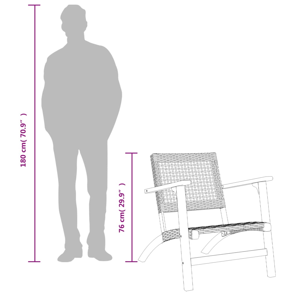 Sedie da Giardino 2pz Beige in Polyrattan e Legno di Acacia - homemem39