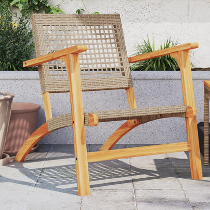 Sedie da Giardino 2pz Beige in Polyrattan e Legno di Acacia - homemem39