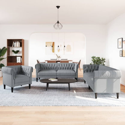 Set di Divani 3 pz Grigio Chiaro in Tessuto | homemem39