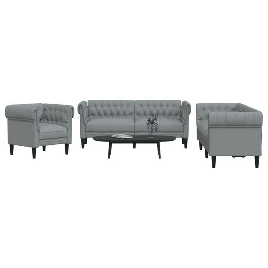 Set di Divani 3 pz Grigio Chiaro in Tessuto | homemem39