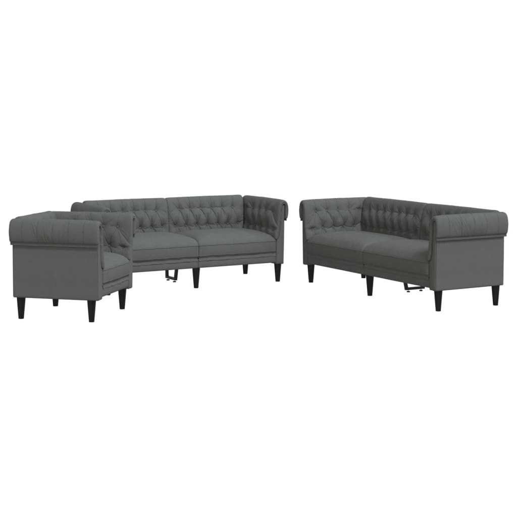 Set di Divani 3 pz Grigio Scuro in Tessuto | homemem39