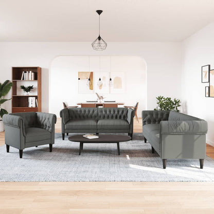 Set di Divani 3 pz Grigio Scuro in Tessuto | homemem39