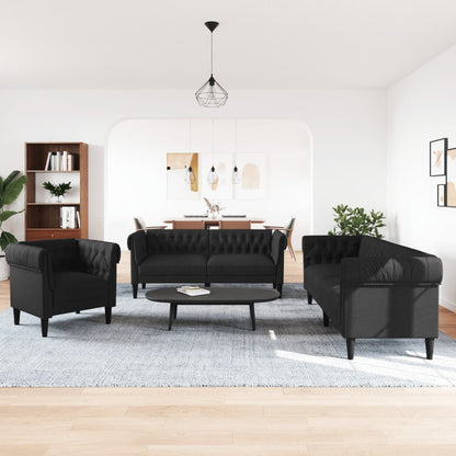 Set d Divani 3 pz Nero in Tessuto | homemem39