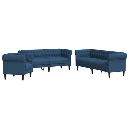 Set di Divani 3 pz Blu in Tessuto | homemem39