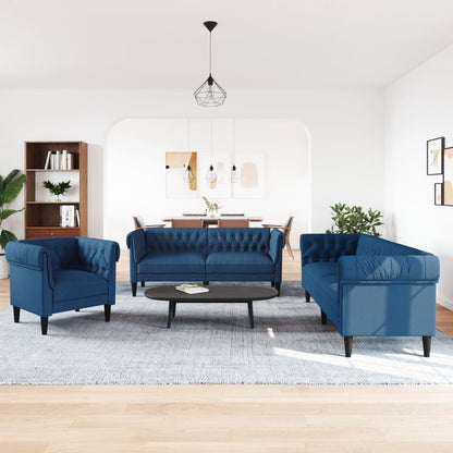 Set di Divani 3 pz Blu in Tessuto | homemem39
