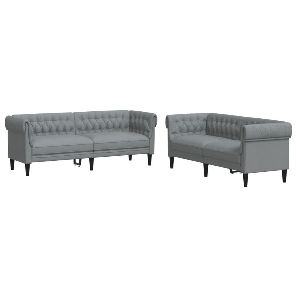 Set di Divani 2 pz Grigio Chiaro in Tessuto | homemem39