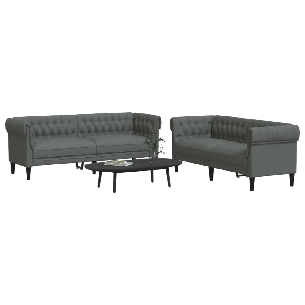 Set di Divani 2 pz Grigio Scuro in Tessuto | homemem39