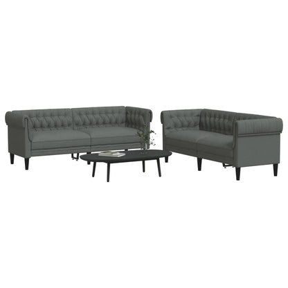 Set di Divani 2 pz Grigio Scuro in Tessuto | homemem39