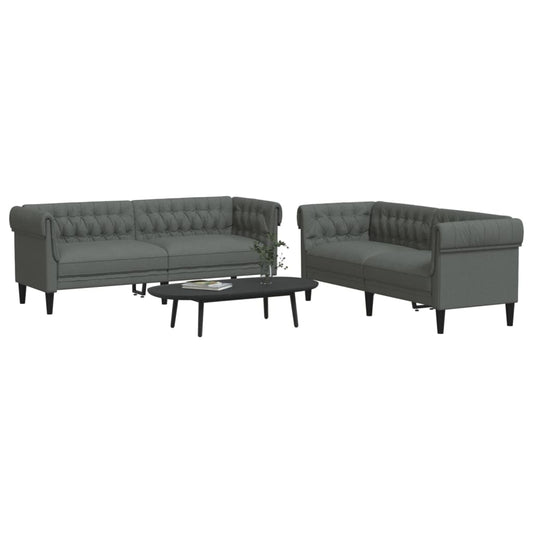 Set di Divani 2 pz Grigio Scuro in Tessuto | homemem39