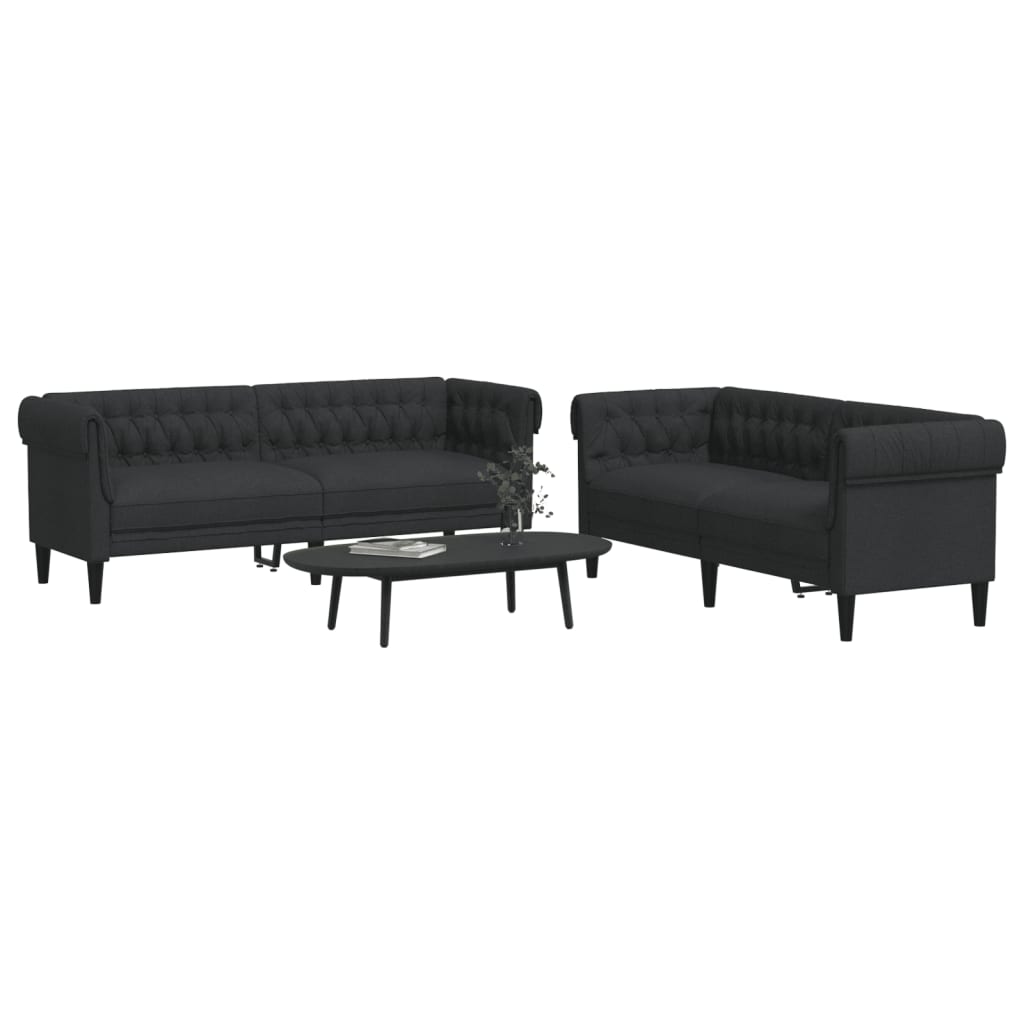 Set di Divani 2 pz Nero in Tessuto | homemem39