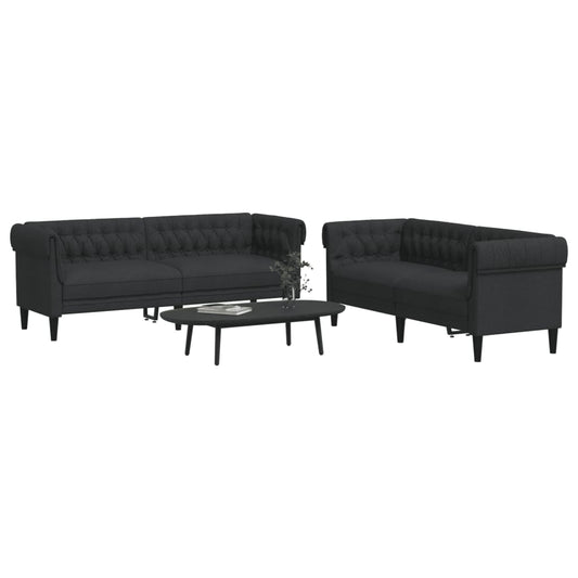 Set di Divani 2 pz Nero in Tessuto | homemem39