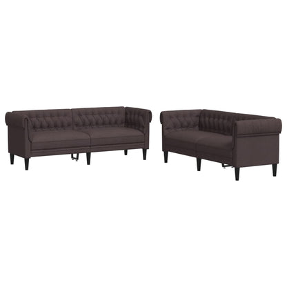 Set di Divani 2 pz Marrone Scuro in Tessuto | homemem39