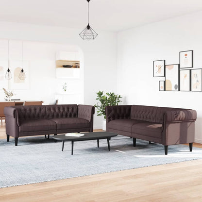 Set di Divani 2 pz Marrone Scuro in Tessuto | homemem39