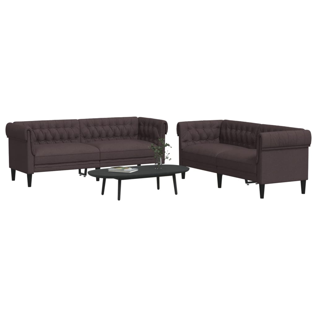 Set di Divani 2 pz Marrone Scuro in Tessuto | homemem39