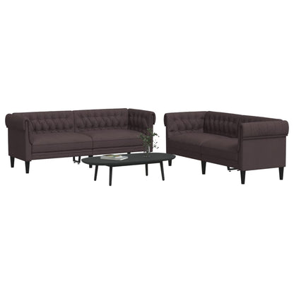 Set di Divani 2 pz Marrone Scuro in Tessuto | homemem39