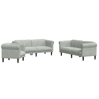 Set di Divani 3 pz Grigio Chiaro in Velluto - homemem39