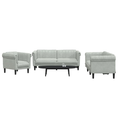 Set di Divani 3 pz Grigio Chiaro in Velluto | homemem39