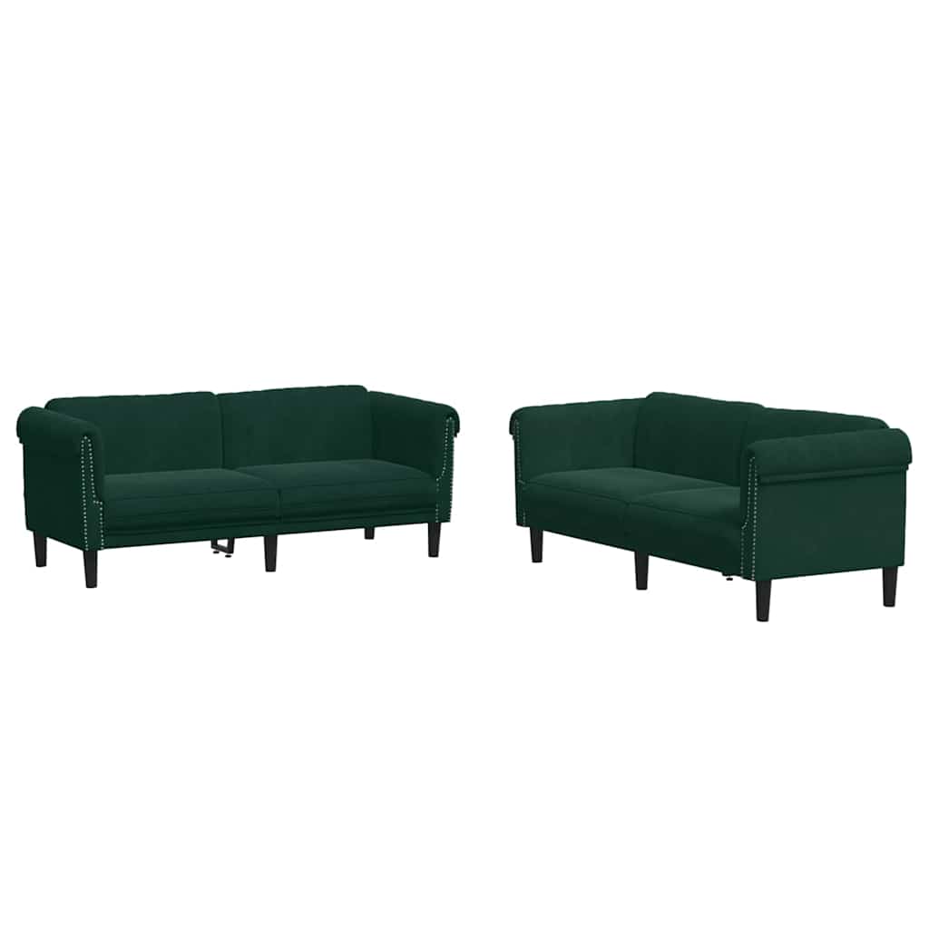 Set di Divani 3 pz Verde Scuro in Velluto | homemem39