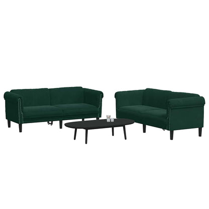 Set di Divani 3 pz Verde Scuro in Velluto | homemem39