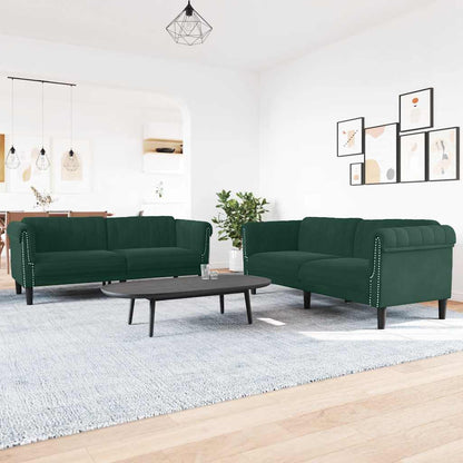Set di Divani 3 pz Verde Scuro in Velluto | homemem39