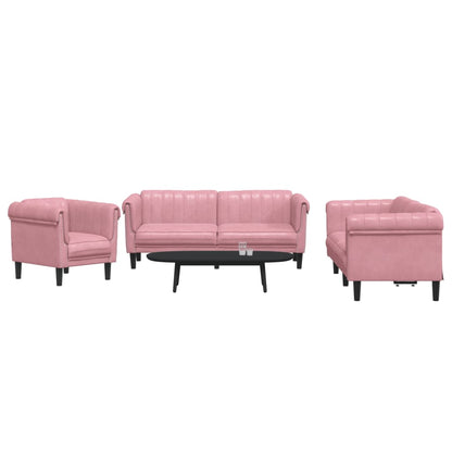 Set di Divani 3 pz Rosa in Velluto - homemem39