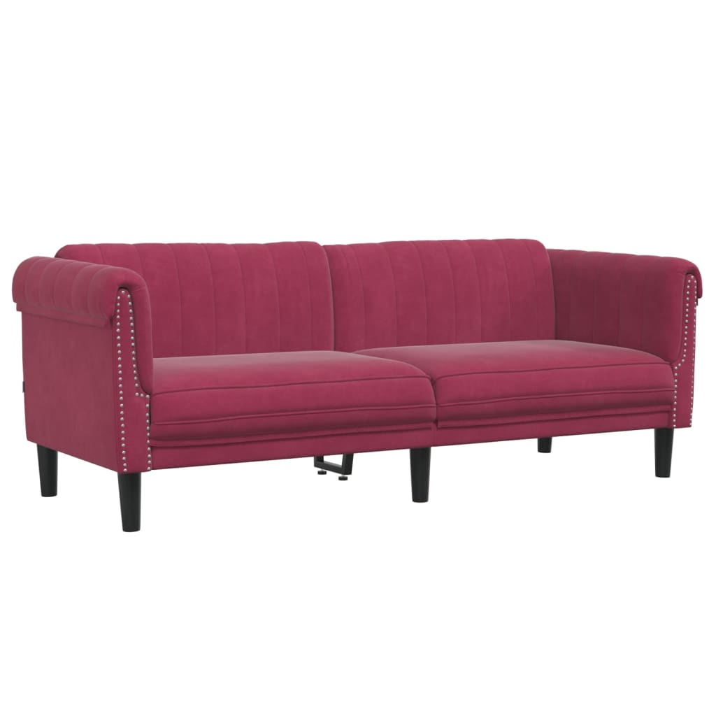 Set di Divani 3 pz Rosso Vino in Velluto | homemem39