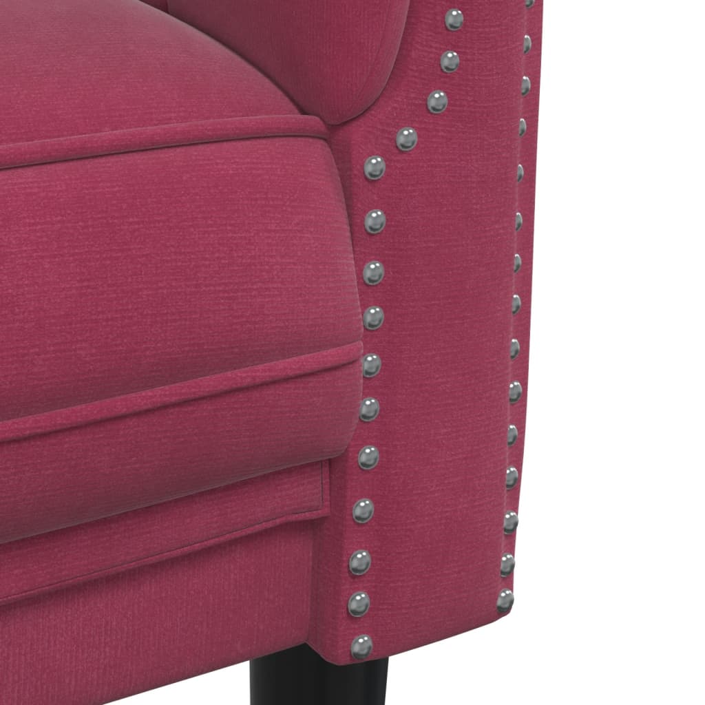 Set di Divani 3 pz Rosso Vino in Velluto | homemem39