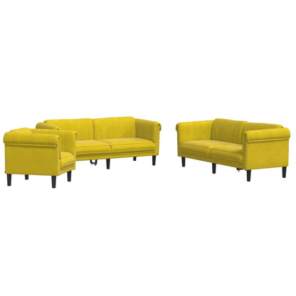 Set di Divani 3 pz Giallo in Velluto - homemem39