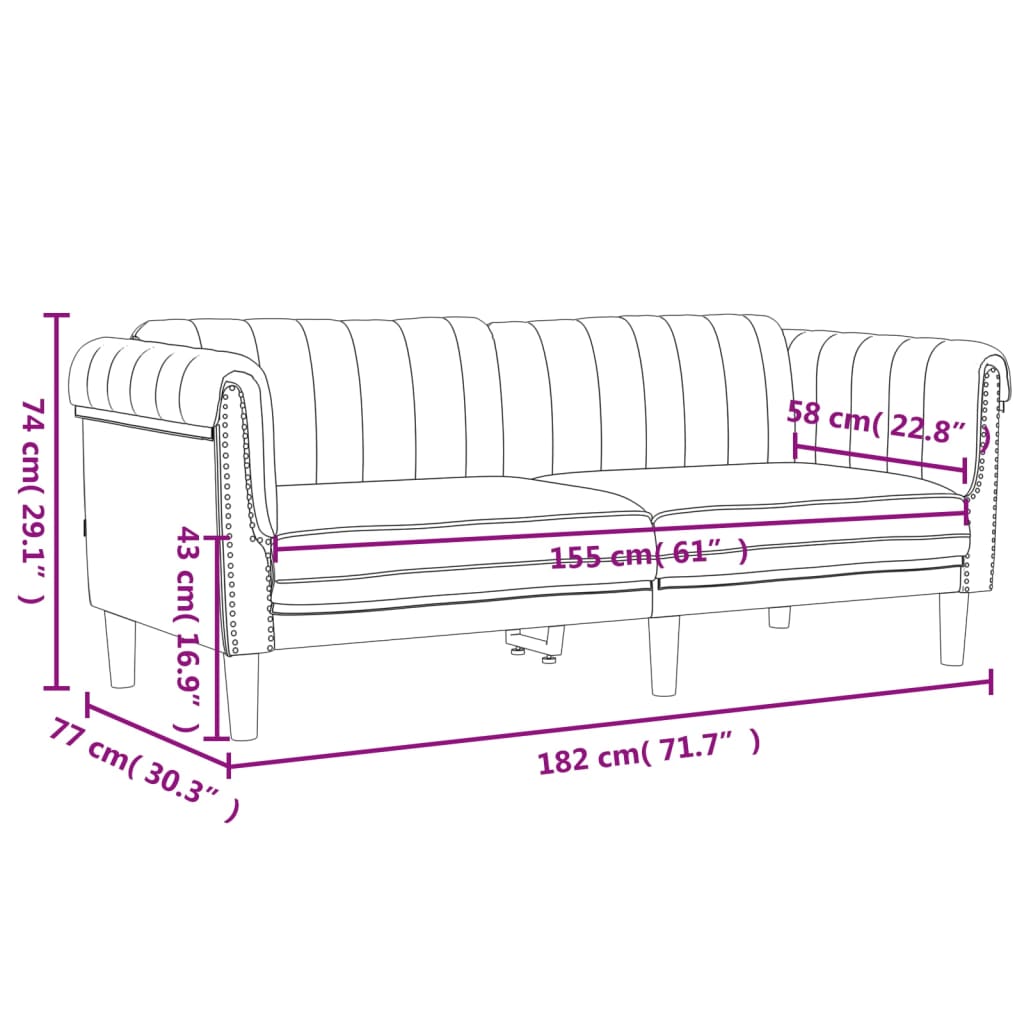 Set di Divani 3 pz Crema in Velluto