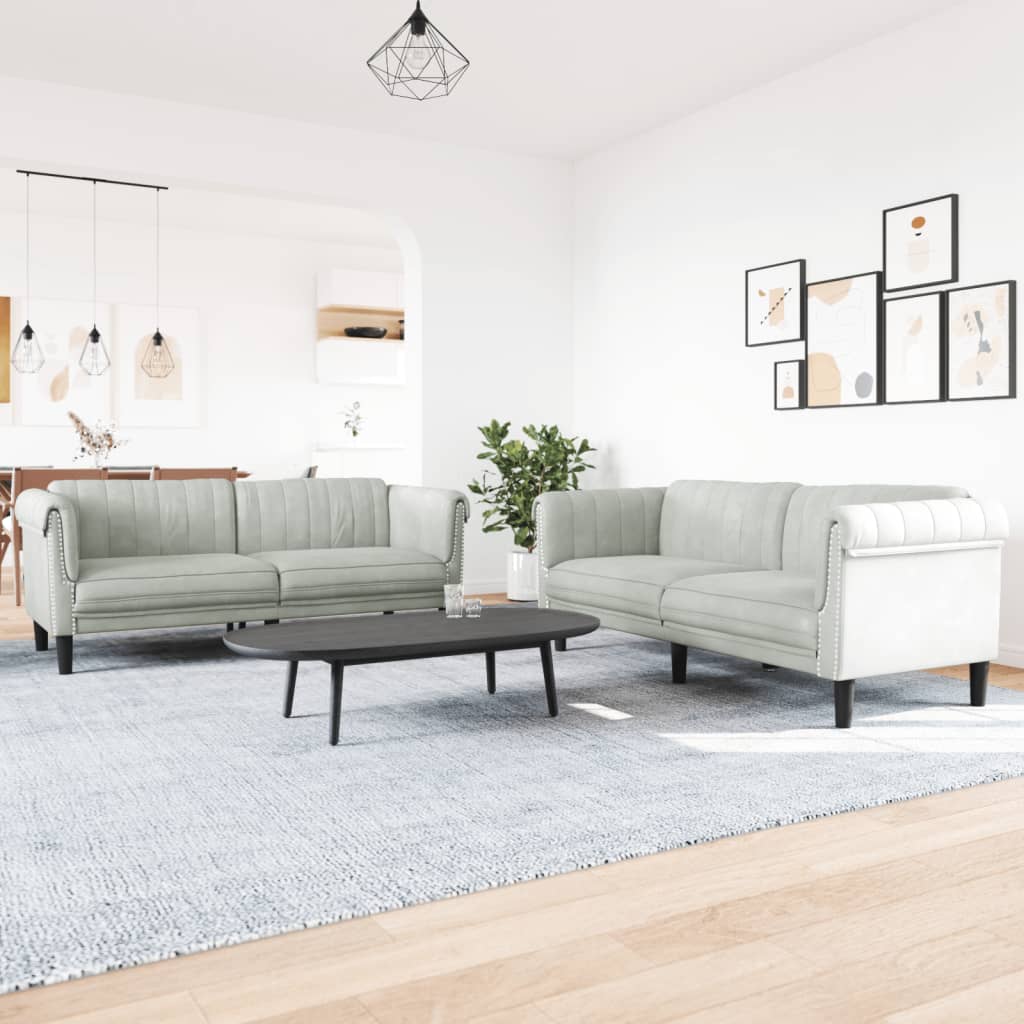 Set di Divani 2 pz Grigio Chiaro in Velluto | homemem39