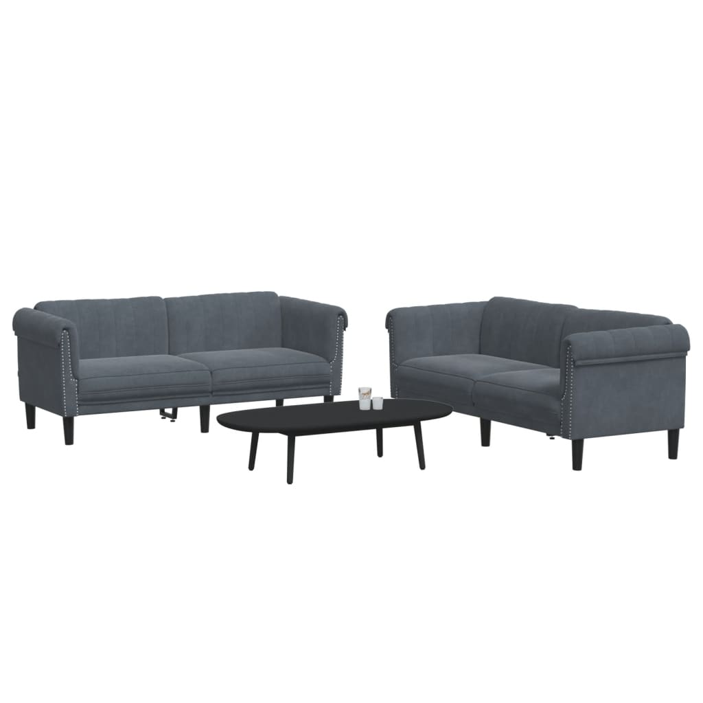 Set di Divani 2 pz Grigio Scuro in Velluto | homemem39