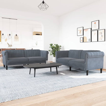 Set di Divani 2 pz Grigio Scuro in Velluto | homemem39