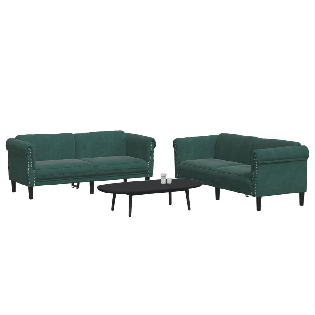 Set di Divani 2 pz Verde Scuro in Velluto | homemem39