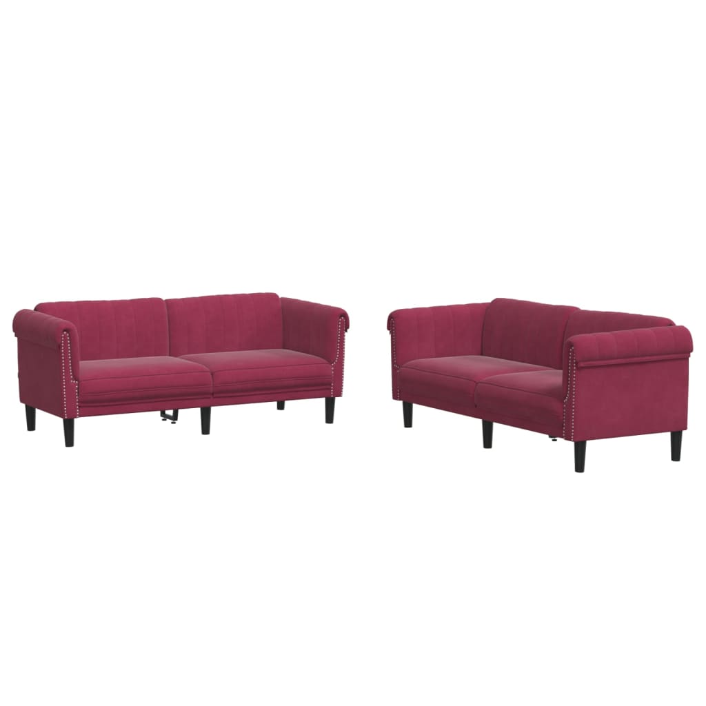 Set di Divani 2 pz Rosso Vino