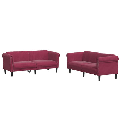 Set di Divani 2 pz Rosso Vino