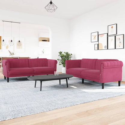 Set di Divani 2 pz Rosso Vino