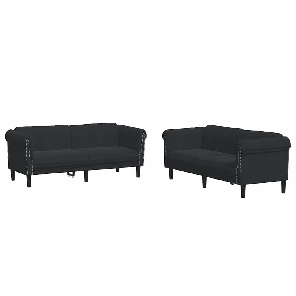 Set di Divani 2 pz Nero in Velluto | homemem39