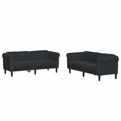 Set di Divani 2 pz Nero in Velluto | homemem39