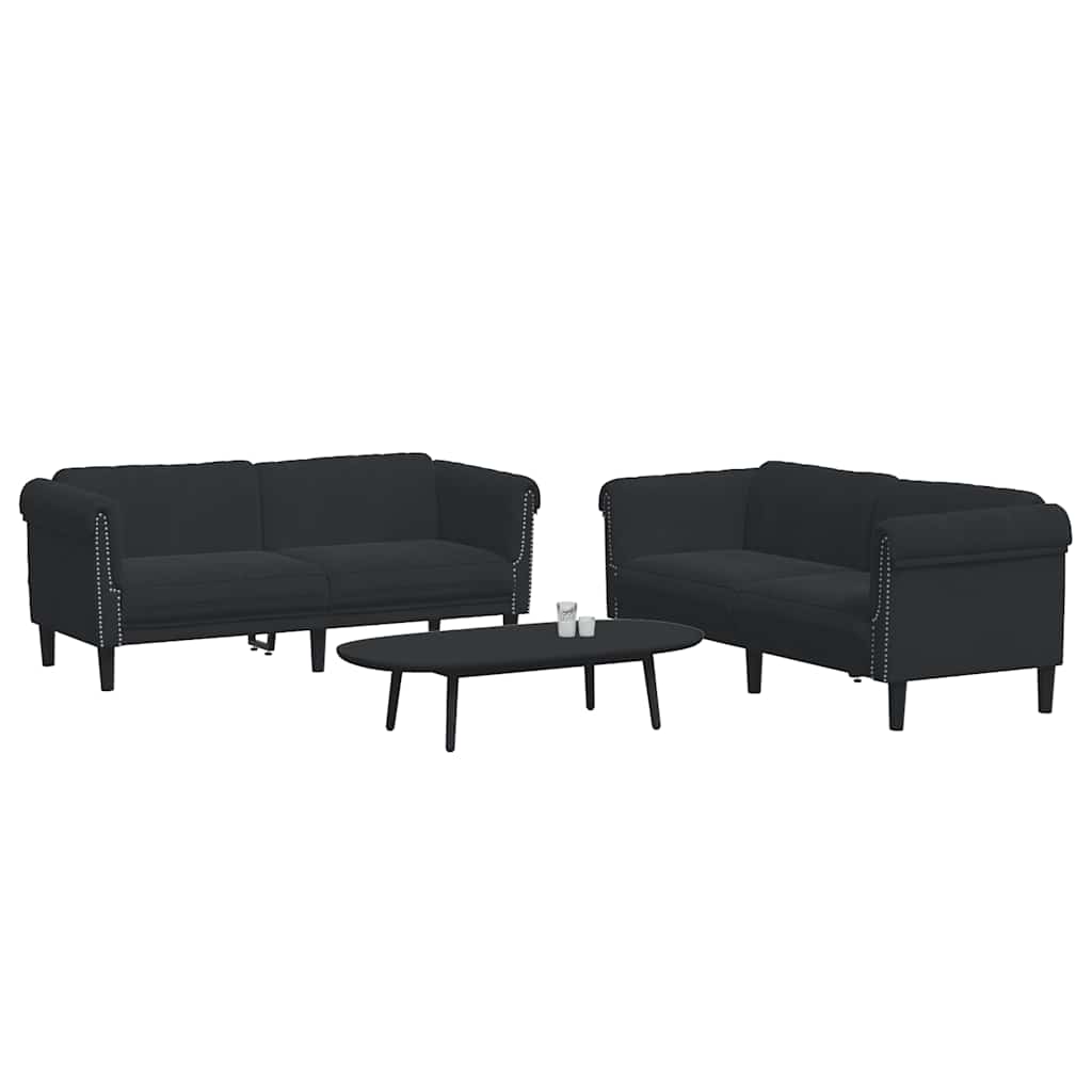 Set di Divani 2 pz Nero in Velluto | homemem39