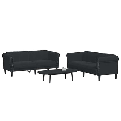 Set di Divani 2 pz Nero in Velluto | homemem39