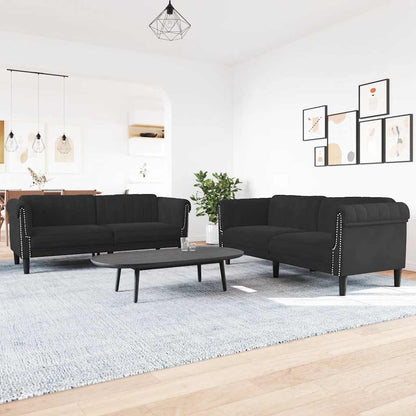 Set di Divani 2 pz Nero in Velluto | homemem39